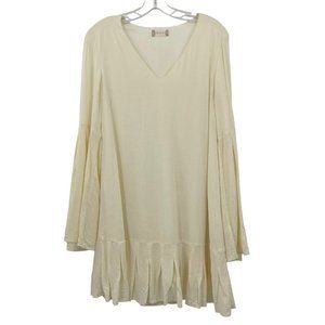 Altar’d State Women's dress V-neck Bell sleeve ivory size medium linen rayon